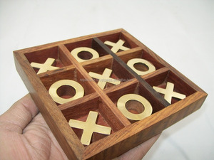 De Madera y latón TIC TAC TOE juego para niños sintético Manizales, juego de mesa - Product Image 6