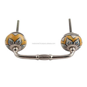 Bulk Cabinet <b>Handle</b> Handmade Ceramic Yellow Floral Design Wholesale Dresser Lot Vintage Drawer Cabinet <b>Door</b> Pull - Product Image 4