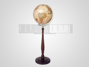 Globe terrestre vintage avec base en bois |   Globe terrestre géographique éducatif |   Décoration de style antique pour l'école, la maison, le bureau - Product Image 3