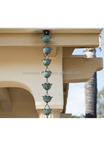 โซ่ฝนโลหะสีเขียวสวยงาม โซ่ฝนสำหรับตกแต่งบ้านและสวน โซ่ฝนแขวนทำมือ - Product Image 2