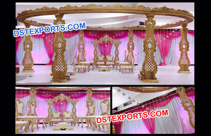 Handmade Heavy Carved Wooden Mandap Set for Indian Weddings Different Carving Design Wedding Decorations Australia - Product Image 5