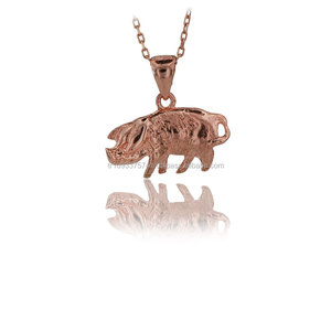 14K <b>Solid</b> <b>Gold</b> Pig Charm <b>Pendant</b> Necklace Animal Necklace Fine Jewellery for Women Made in Turkey - Product Image 3
