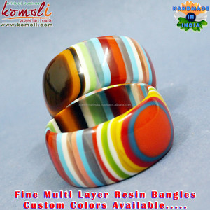 Bracelet couches en résine pour femmes, couleur personnalisée, bijoux costume à rayures, bricolage - Product Image 2
