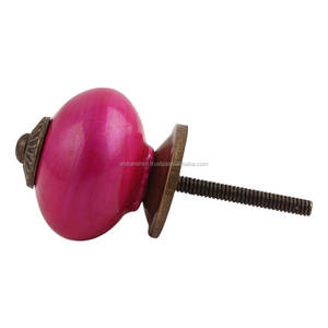 Tiradores de cerámica hechos a mano, color rosa neón, sin óxido, para muebles de la India, venta al por mayor - Product Image 2