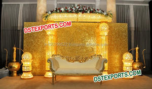 Real boda oro cristal corona escenario último diseño latón Metal escenario para matrimonio nuevo diseño boda sofá italiano con St - Product Image 3