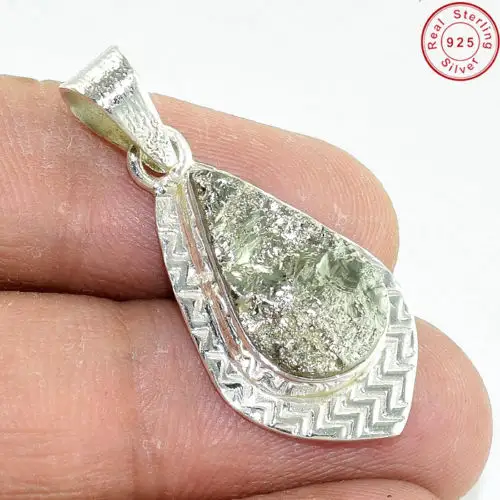 Pingente de prata esterlina 925 pirrita preciosa, extremo fina, jóias feitas à mão, moda, pingente de pedra preciosa