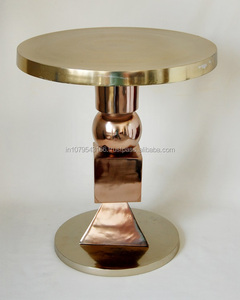 Handcrafted <b>Round</b> Metal Nesting <b>Side</b> <b>Tables</b> with Geometric Openwork Design <b>Gold</b> Finish Modern Living Room Home Furniture Decor - Product Image 5