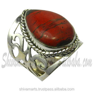 Belle bague en jaspe rouge naturel, éternité, vermeil, vente en gros, fabricant de bijoux en argent sterling 925 - Product Image 2