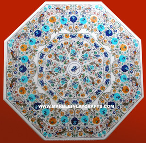 Pietra Dura Marbre Octogonale À Manger Table Top - Product Image 1