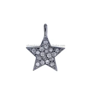 925 Sterling Silver Natural Diamond Star Charm Pendant Wholesale Pave Diamond Charm Pendants Supplier