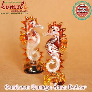 รูปปั้นม้าน้ำโคมไฟสีแดงผสมทำด้วยมือรูปปั้นม้าน้ำแก้วสำหรับตกแต่งบ้านของสะสมและผู้ชื่นชอบมหาสมุทร - Product Image 4