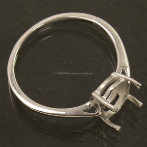 Bague de fiançailles en argent Sterling 925, pierre ovales réglable, Semi-ouverte, 8x10mm - Product Image 3