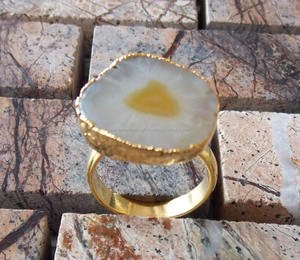 Beautiful Handmade Design Natural Druzy Gemstone <b>Ring</b> Unshape Cut Gold Plated Elegant Gift for Her Wholesale Jewelry Factory - Product Image 3