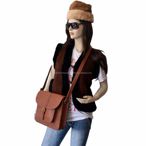 กระเป๋าสะพายข้างหนังแท้สีน้ำตาลล้วนสำหรับทุกเพศกระเป๋าสะพายข้างทรงแมสเซนเจอร์ปรับได้สายยาว - Product Image 1