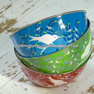 Vente en gros de grands bols de service en acier inoxydable de haute qualité en métal poli avec impression couleur - Product Image 5