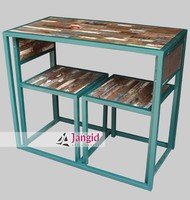 Ensemble de table d'étude en bois dissimulé, style vintage industriel, avec chaises, meubles d'école en ligne