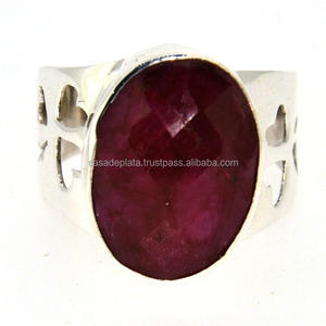 แหวนพลอยทับทิมแหวนเงินสเตอร์ลิง925แหวนแฟชั่นแหวนทันสมัยแหวนยึดพิเศษกรอบสำหรับทุกเพศ - Product Image 1