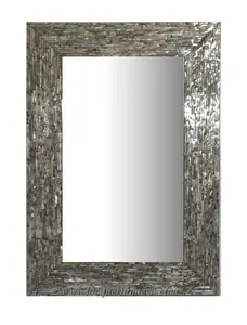HT3138 Antique Round Wood Decorative <b>Mirror</b> Frame with Mother of Pearl <b>Shell</b> Inlay Ha Thai Lacquer Factory Product - Product Image 1