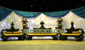 Mehandi-muebles de madera tallados a mano para escenario, conjunto de sofás de madera antigua tallada para boda musulmana - Product Image 4