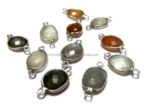 Connecteurs de pierres précieuses naturelles en mélange d'argent incrustation de réglage de lunette plaquée rhodium et or pour les occasions de fête fabriquées et fournies - Product Image 2