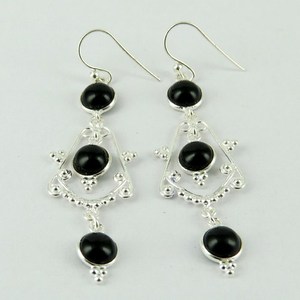 Super dulce de ónix negro pendientes de plata de ley 925 joyería de plata 925 joyas de plata - Product Image 2
