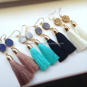Boho Style Fashion Women Druzy Stone Tassel <b>Earrings</b> in High Quality Fine Fashion Jewelry <b>Earrings</b> - Product Image 2