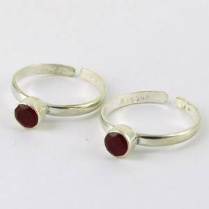 Anillo de plata de primera ley y piedra preciosa para mujer, sortija, plata esterlina 925, Circonia cúbica, zirconia, circonita, zirconita, zirconita, Color Rojo - Product Image 3