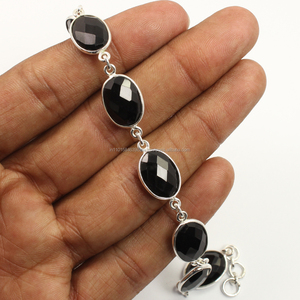 Bracelet attrayant en onyx noir 925 pierres précieuses en argent sterling Bracelet de lunette de conception simple cadeau personnalisé pour ses bijoux fins - Product Image 2