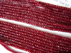 Dyed <b>Red</b> Ruby Faceted Rondelle Loose <b>Beads</b> Healing Strands Coszcalt Exports Third Party Certified - Product Image 3