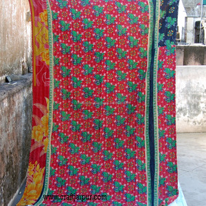 ผ้าไหมส่าหรีงานเย็บแนววินเทจแบบอินเดียผ้านวมคลุมเตียงผ้าปูที่นอนขนาดควีนไซส์500TC เป็นมิตรกับสิ่งแวดล้อมใช้ในบ้านขายดีที่สุด - Product Image 5