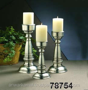 Bougeoir en laiton Lot de 3 pour la décoration de la maison Bougeoir antique pour table à manger Bougeoir - Product Image 2