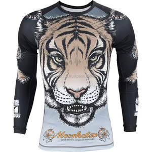 <b>Tiger</b> Rash Guard Shirts Phalanx Royal Guard Men's Long Sleeve MMA Heat-Transfer <b>Printed</b> 100% Nylon - Product Image 2
