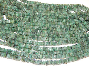 Esmeralda Natural de Alta Calidad, Certificada, en Forma de Heishi, 5x5.5mm, Cubo Cuadrado, Hilo de 16 Pulgadas, Venta al por Mayor para Collares - Product Image 2