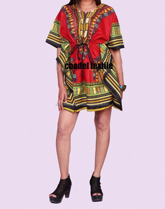 Robe maxi africaine Dashiki, poncho tribal, chemise courte, kaftan, 100% coton, imprimé vintage, vêtements de plage - Product Image 1