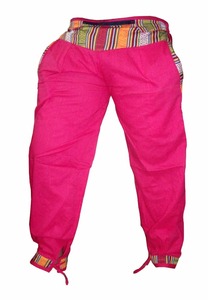 Pantalones de yogur bohemios de cintura alta Casual Money Belt Harem Hobo Impreso Front Cotton Dari Pockets Hippie Gypsy Style Yoga Pants - Product Image 5