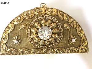 H4127 sacs de soirée pour femmes, or et argent, faits à la main, pochette en métal, fourre-tout perlé, sac à main à motifs, achats en ligne en Inde - Product Image 4