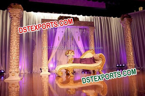 งานแต่งงานใหม่ไฟเบอร์แกะสลักเวทีเส้นใยดอกไม้แผงเวทีแต่งงานเอเชียใต้งานแต่งงานรับตกแต่งเวที