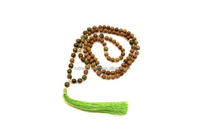 Alta calidad fragante indio sándalo Unakite 108 cuentas Yoga Mala collar anudado borla Mala - Product Image 6