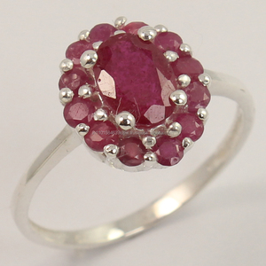 Tự Nhiên Của <span class=keywords><strong>Ruby</strong></span> Hình Bầu Dục Đá Quý Dễ Thương Wedding Party 925 Sterling Silver Unisex Nhẫn Tất Cả Các Kích Cỡ - Product Image 2