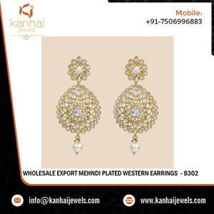 Boucles d'oreilles classiques occidentales avec zircon et plaqué or - Femme 8302 - Product Image 2