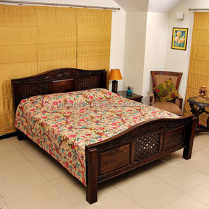 Couette Kantha indienne imprimée oiseaux faite à la main Couvre-lit Kantha oiseau de paradis - Product Image 3