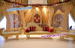 เวทีงานแต่งงานแบบเอเชีย ตกแต่งด้วยคริสตัลสีทอง สวยงามทันสมัย สำหรับงานเลี้ยงฉลองแต่งงาน ตกแต่งเวทีงานอีเว้นท์ในแมสซาชูเซตส์ - Product Image 5