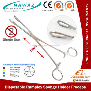 Pinzas de Esponja Desechables Rampley de 18 cm, Instrumentos Quirúrgicos Manuales de Acero de Un Solo Uso - Product Image 2