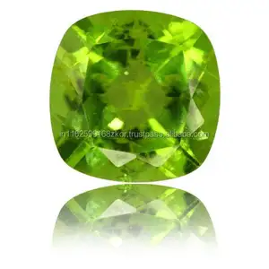 Top Grade Green Color Peridot 10x10MM Gemstone Cushion Shape Faceted Shape Custom Jewelry Loose Gemstone Certified Birthstone