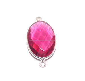 Ruby Quartz 18k Gold Plated 12x16mm Oval Shape Bezel Connectors for Necklace Making Gemstone Beads <b>Jewelry</b> <b>Findings</b> Components - Product Image 3