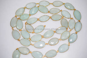 Jeu de lunette de calcédoine Aqua, chaîne de connecteur en pierre précieuse - Product Image 4