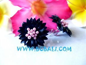 Pendientes colgantes de cuero de vaca de isla tropical de flores accesorios florales de moda para orejas - Product Image 5