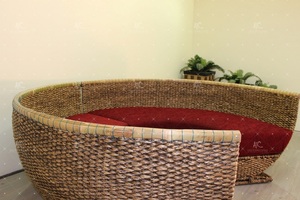 Exclusive ชุดโซฟาทรงกลมสำหรับห้องนั่งเล่น,ชุดโซฟารูปผักตบชวาดีไซน์ทันสมัยเฟอร์นิเจอร์หวายธรรมชาติ - Product Image 5