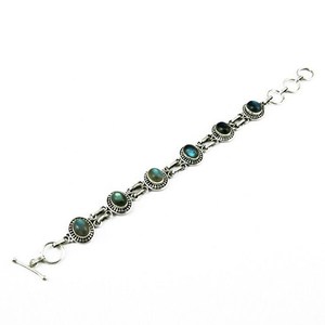 Pulsera de Plata de Ley 925 con Labradorita Ovalada Azul Fuego, Ópalo y Tanzanita, Estilo Bohemio, Tipo Religioso Cristiano - Product Image 6