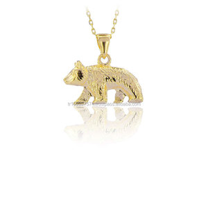 14K <b>Solid</b> <b>Gold</b> Bear <b>Pendant</b> Necklace Animal Necklace Fine Jewellery for Women Made in Turkey - Product Image 1
